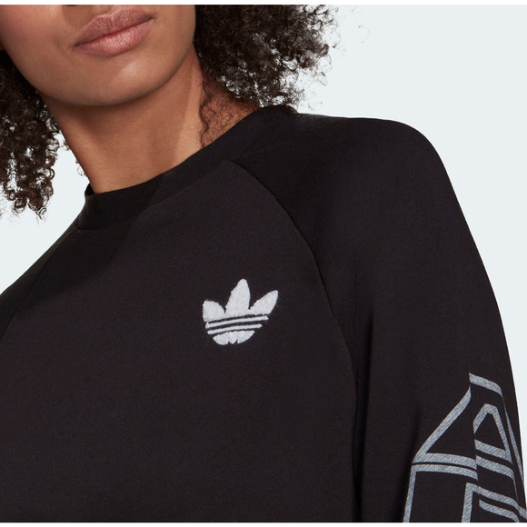 NEW Adidas Cropped Letter Logo Crewneck Sweatshirt Black White Size XLarge XL - Picture 3 of 7